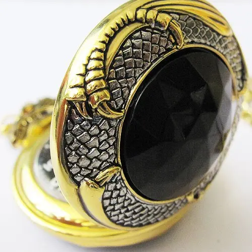 Новый золотой тон Pattern Китайский дракон кварцевые карманные часы Freeship круто|watch