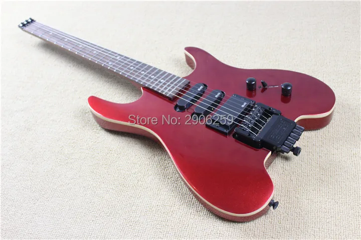 Hot sale steinberg electric guitar without headstock. real picture metal red classical version headless guitar.free ship | Спорт и