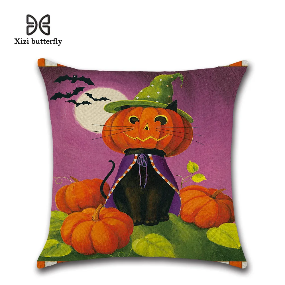 Pillow Case New Halloween Pumpkin Castle theme Witchplant cotton and linen pillow window mat Home gift Textile | Дом и сад