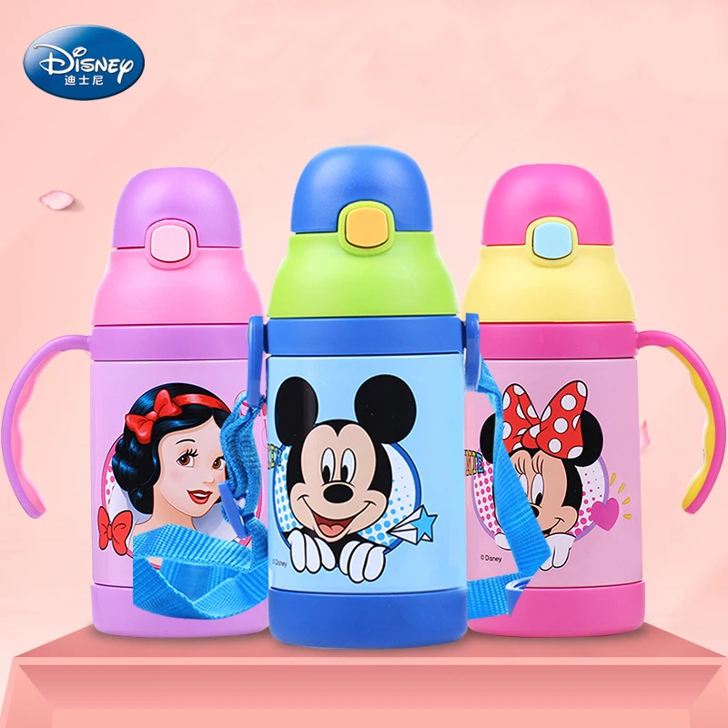 Детская Термокружка Disney двойного назначения с соломенной портативной ручкой