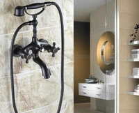 oil rubbed bronze bathtub faucet wall mount handheld bath tub mixer system with handshower telephone style ztf042