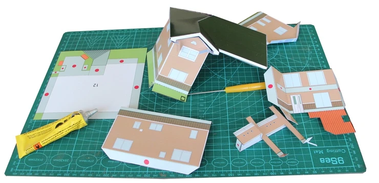 Вилла небольшое здание DIY родитель-детская головоломка мастерство класса архитектора маленький дом 3D бумажная модель бутик