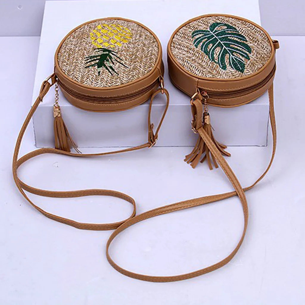 Женская сумка модная Ретро с плетеными перьями и кисточкой через плечо для