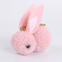 lovely rabbit felt fur ball keychains headset bag keyringspurse bag pendant for car women key chains