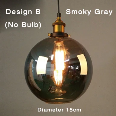 Smoky Gray Design B Винтажный подвесной светильник, ретро стеклянный подвесной светильник, русский Лофт светильник, современный светильник для кухни, столовой, спальни, подвесной светильник, E27 патрон - Цвет корпуса: Smoky Gray Design B