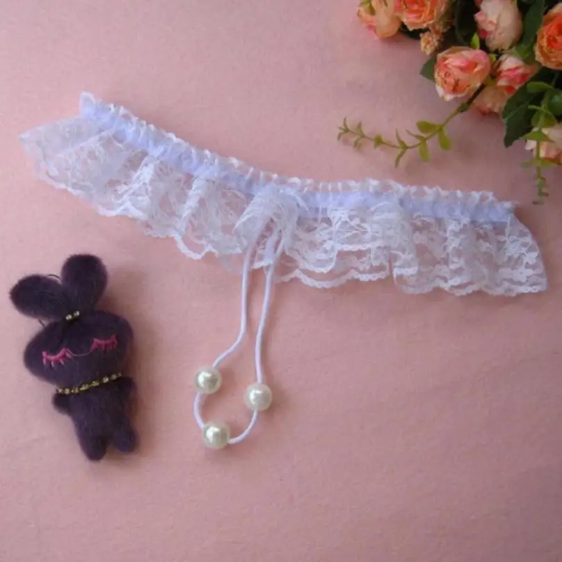 Женские прозрачные трусы FEITONG кружевные стринги с жемчугом # LREO|string underwear