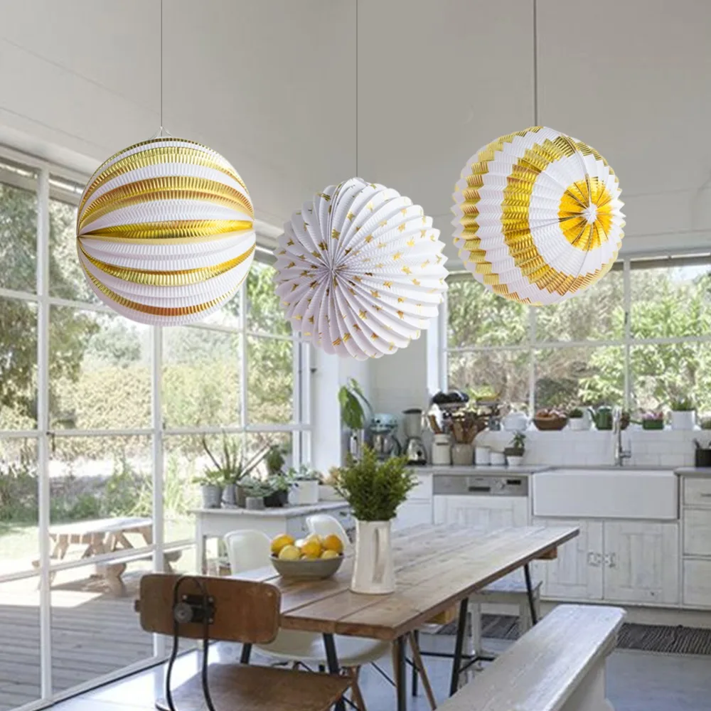 Gold China Paper Lantern Festival Supplies Birthday Wedding Party Decor Gift Craft Diy Lampion | Дом и сад