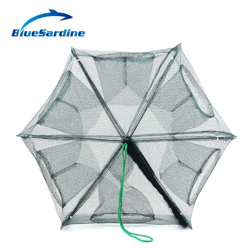 BlueSardine Складная рыболовная сеть с 6/8 отверстиями 60 см 70 80 нейлоновая ловушка для