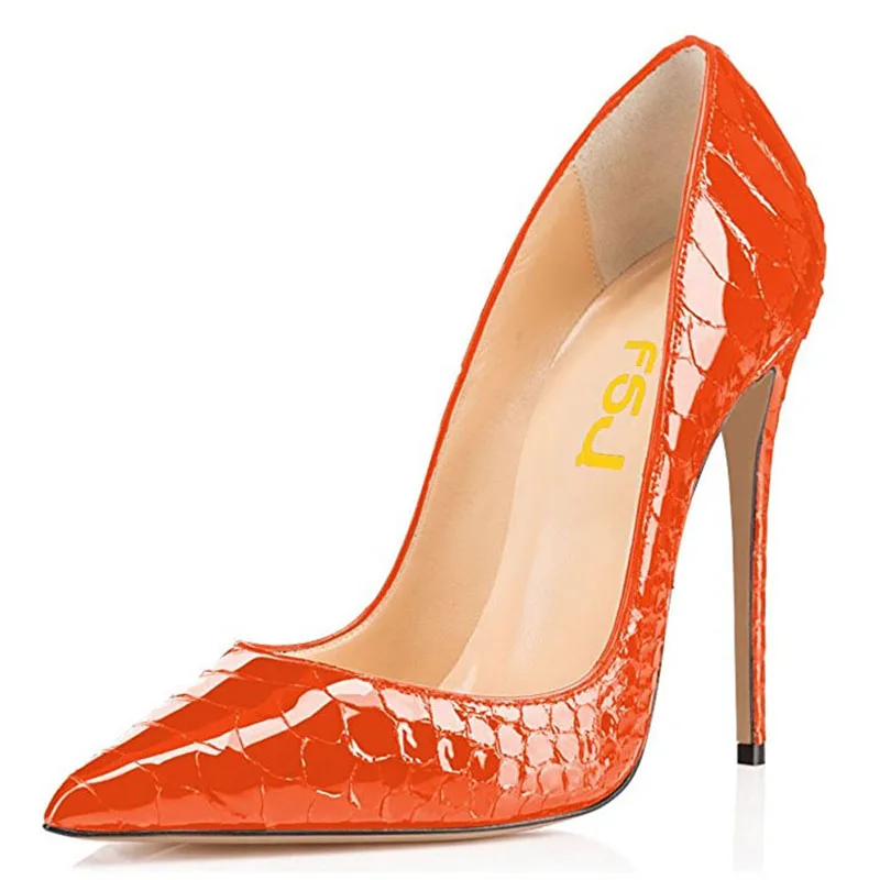 Бордовые туфли лодочки на шпильках из питона с острым носком каблуке FSJ женские