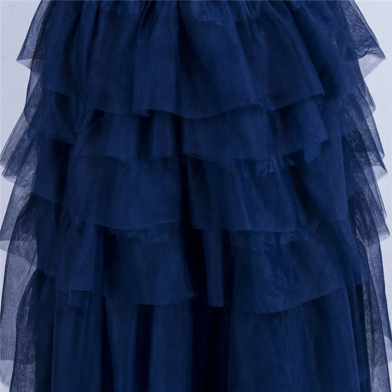 Womens Lace Multi Layered Tulle Mesh Skirt Elastic High Waist Tiered Pleated Maxi Long Skirts Fashion Lady Loose Straight Skirts