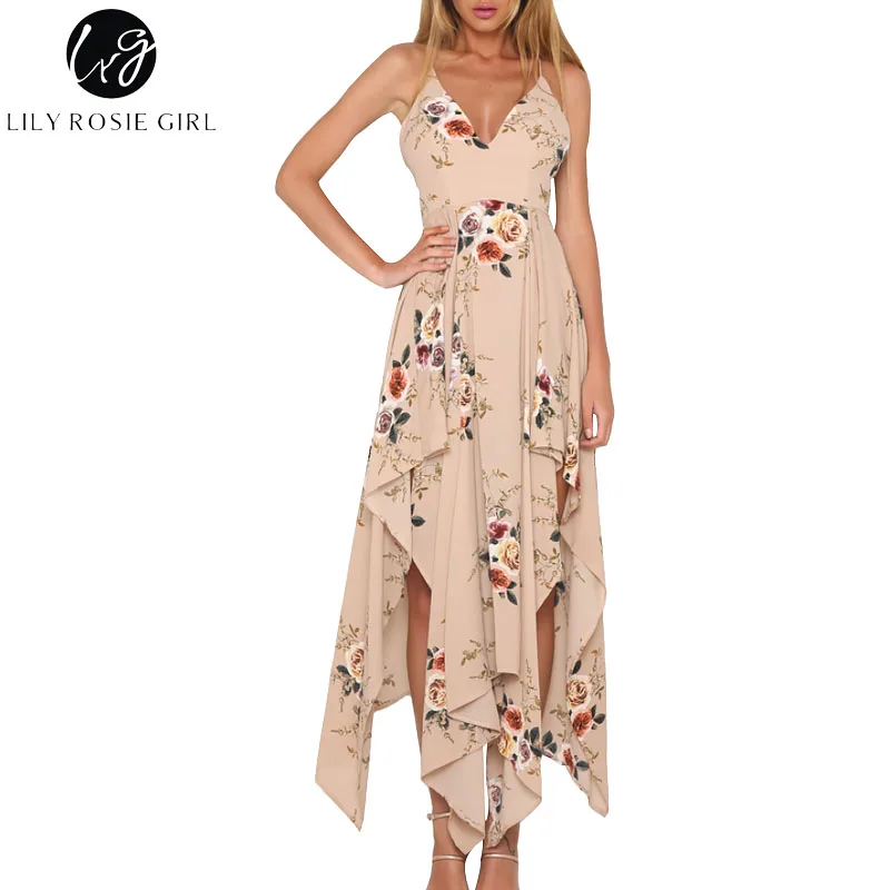 Элегантное платье с цветочным принтом сексуальное без рукавов вечернее глубоким