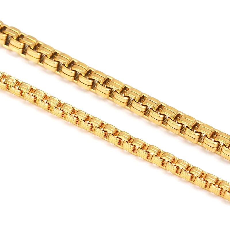 

Bangrui Gold filled Jewelry Set For Women /Men Jewelry 4MM Box Link Chain Necklace Bracelet Set Party