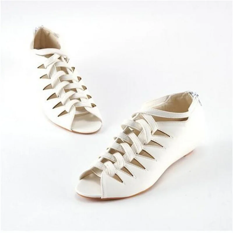 Новинка 2019 удобная женская обувь на молнии с вырезами однотонная летняя модная