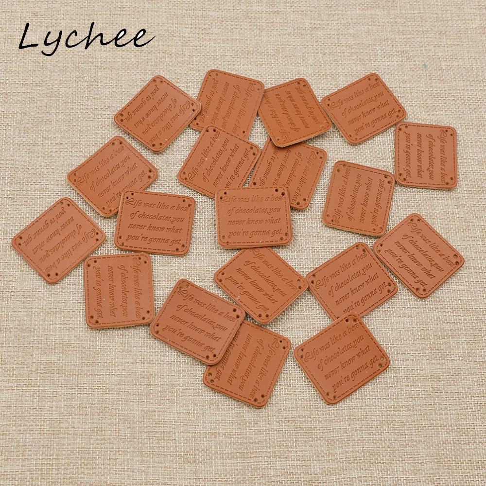 Lychee 20 штук 4 1*3 6 см ретро коричневый синтетическая искусственная кожа этикетка