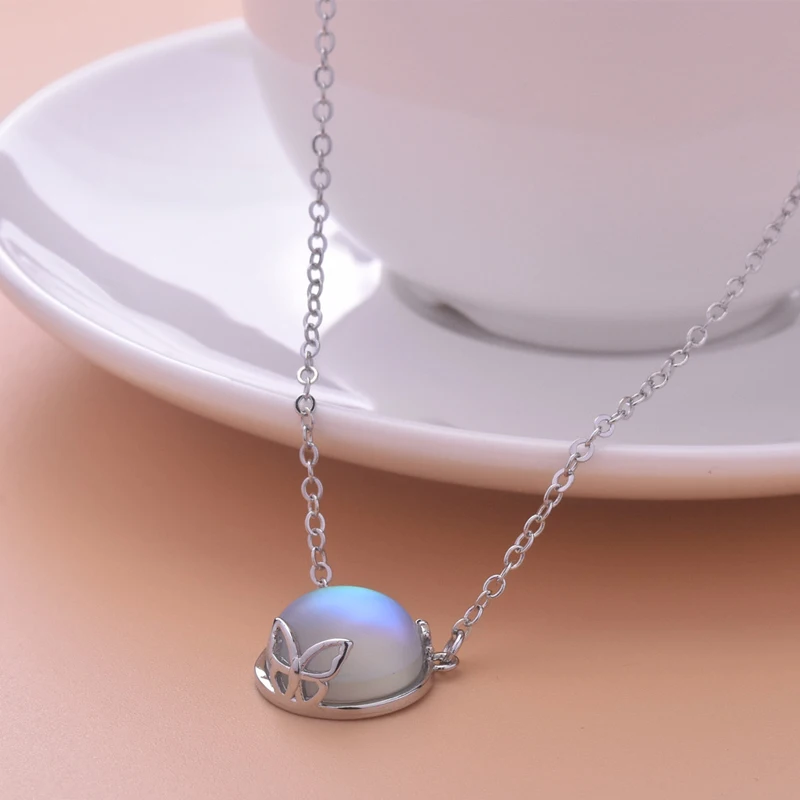 Простой Романтический круглый полудрагоценный браслет из лунного камня для