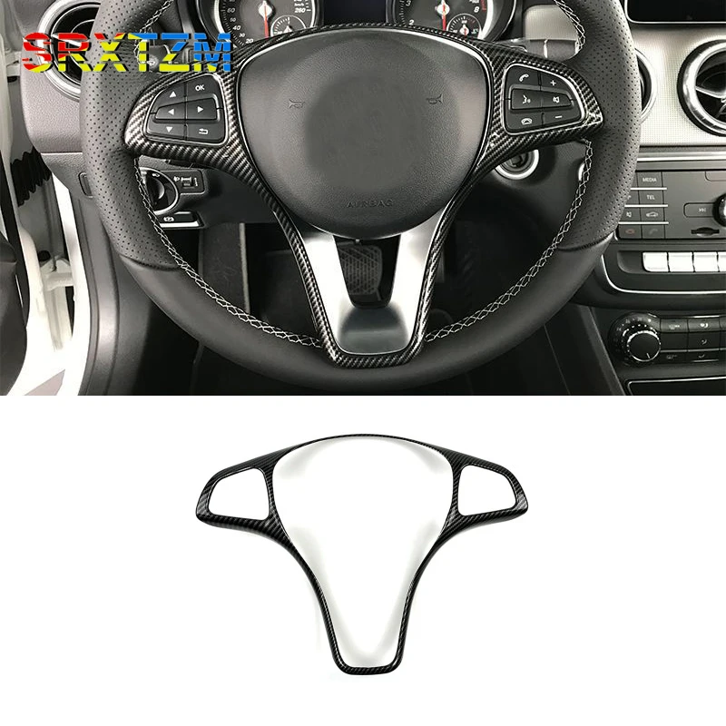 

SRXTZM Modified Steering Wheel Button Trim Sticker Frame Carbon Fiber Grain Decoration For Mercedes Benz W205 W213 GLA GLC C E