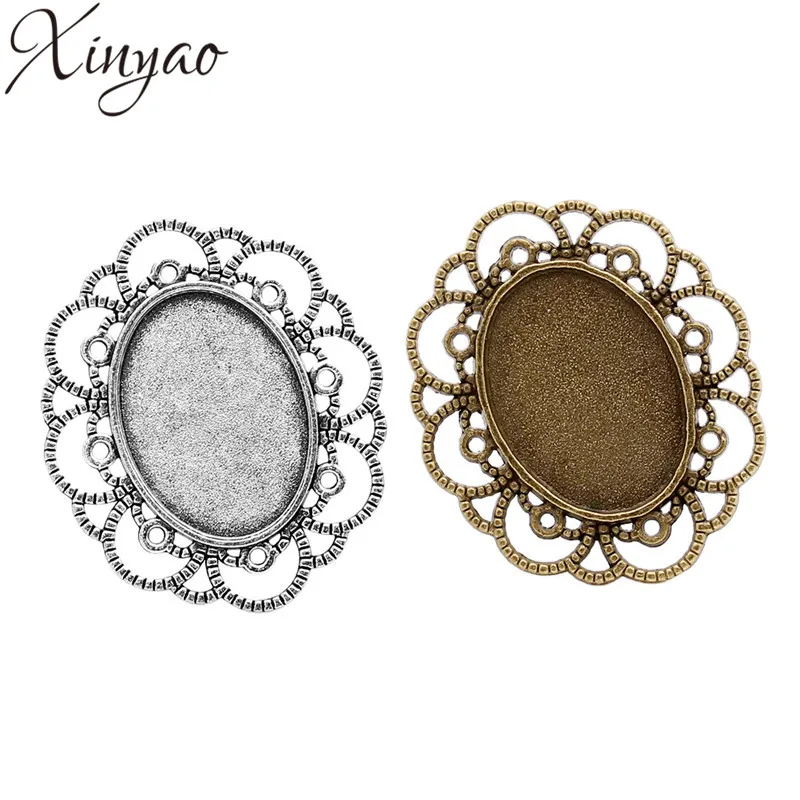 5 шт./лот металлический овальный поднос с пустым открытым кольцом 18*25 мм