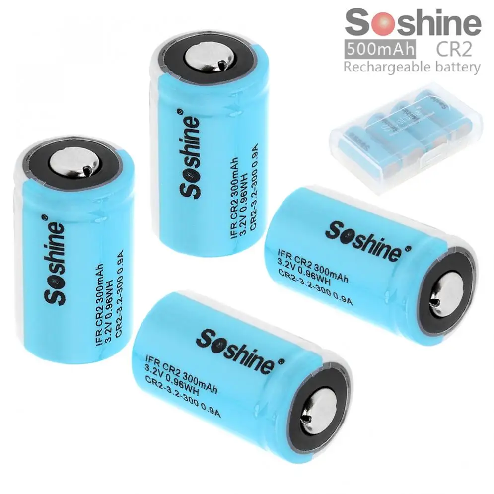 4 шт./лот Soshine IFR CR2 3 2 в 300 мАч LiFePO4 аккумуляторная батарея + батарейный блок для