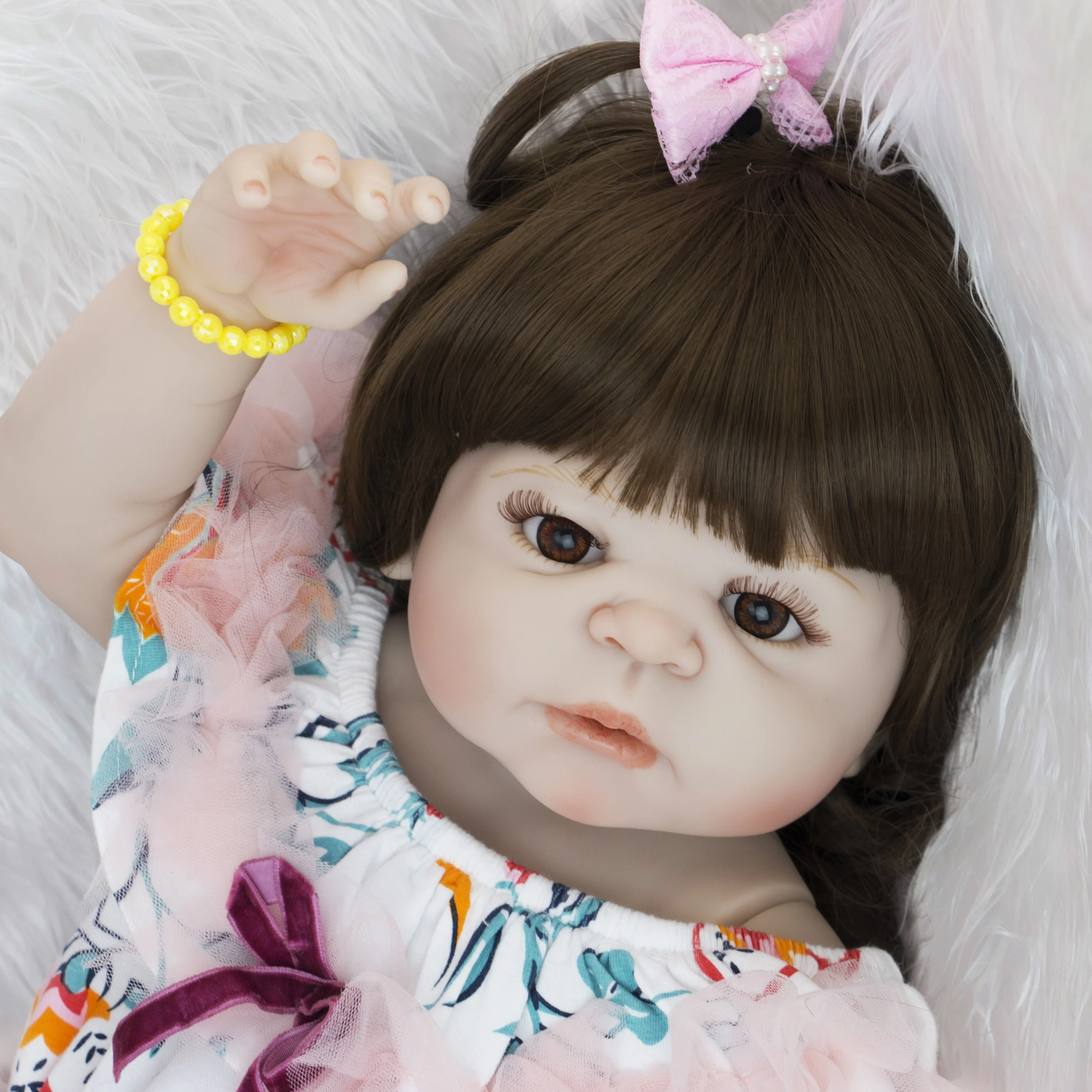 KEIUMI 23'' Handmade Silicone Full Body Reborn Baby Doll Realistic Princess Girl Kids Birthday Gifts Curved Hair | Игрушки и