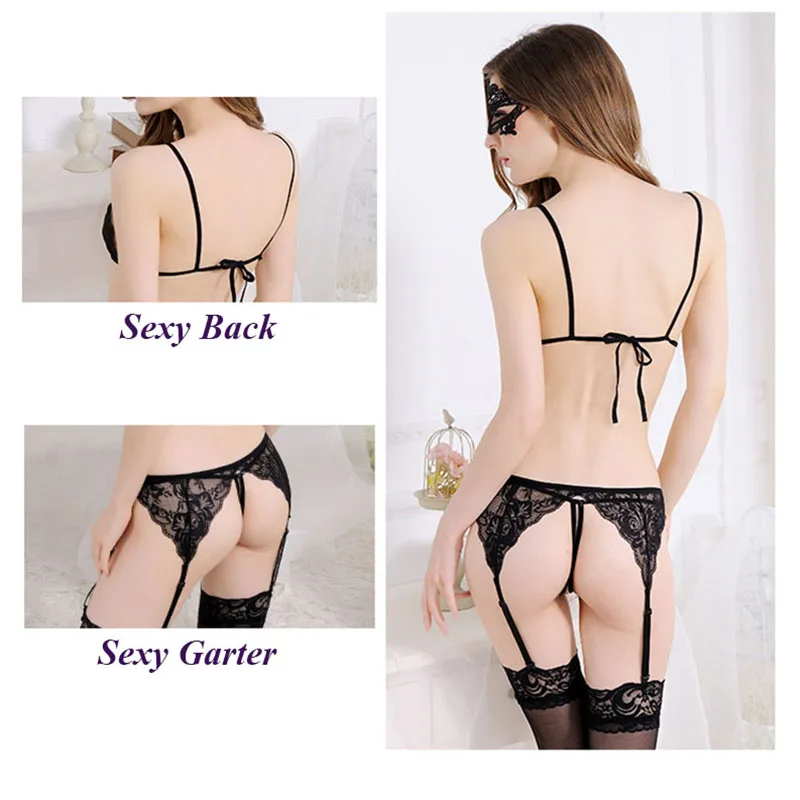 

Women Sexy Lingerie Sets Open Bra Crotch Lace Bras Bottom Sleepwear Babydoll G-string Lady Hot Erotic Lenceria Nightwear Garter