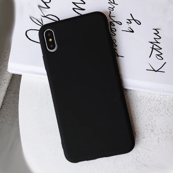 Черный KJOEW карамельный цвет чехол для телефона s для iphone 11 Pro Max XR X XS Max 6 6S 7 8 Plus милый простой однотонный Мягкий силиконовый чехол - Цвет: Черный