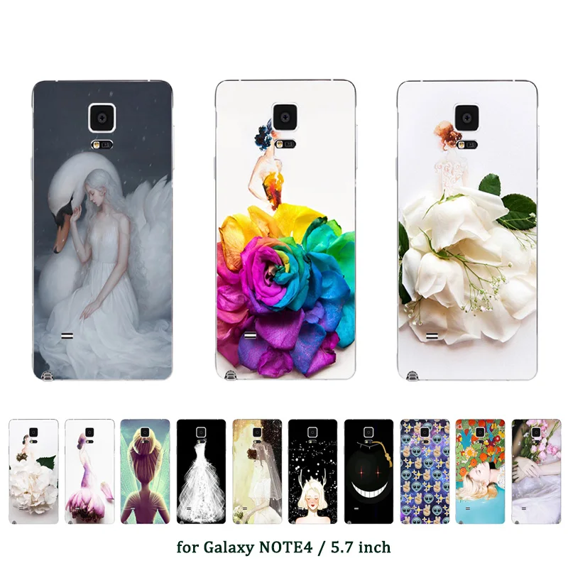 Чехол для Samsung Note 4 силиконовая задняя крышка чехол телефона Galaxy note4 с принтом на