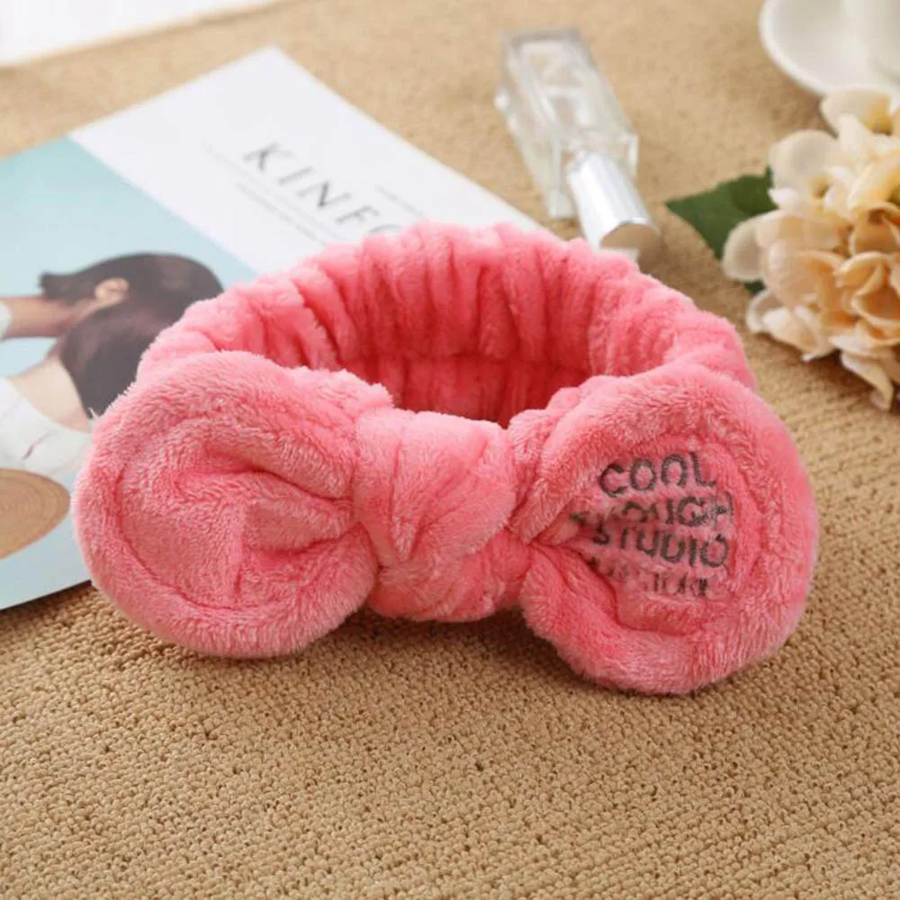 Watermelon Red Милые коралловые флисовые заячьи ушки мягкие бантики для женщин ободки для девочек макияж мытье лица держатель для волос аксессуары для волос в виде тюрбана - Цвет: Watermelon Red