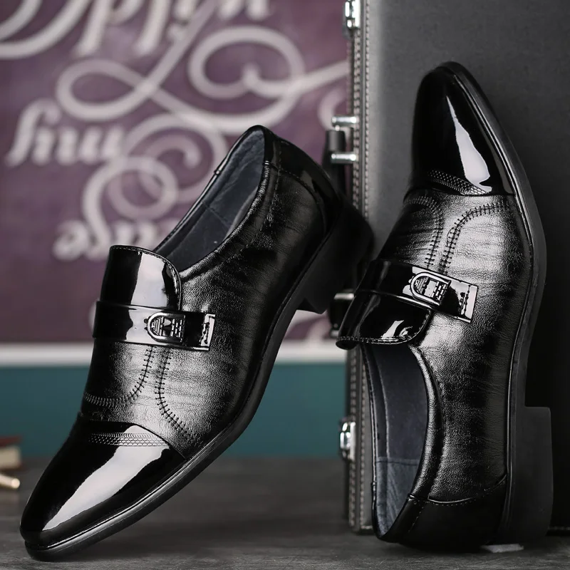 GOODRSSON genuine PU leather men shoes slip on point-toe suits business wedding man 2019 dress male classic oxfords | Обувь