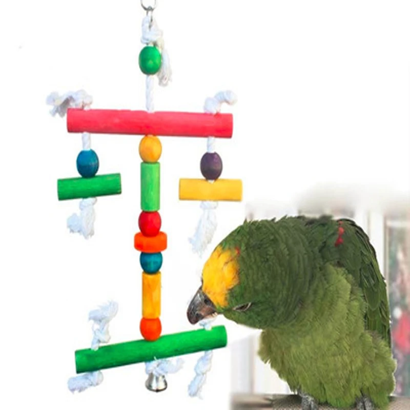 2019 1 шт Pet Bird Gnaw подвесные игрушки хлопковая веревка Радужная игрушка деревянные
