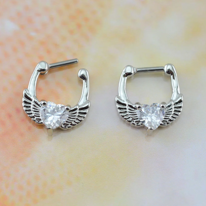 Angel Wing Nose Ring Mysterious Indian Septum Rings Bling Zirconia Clips Punk Fashion Women/Girl Piercing Jewelry | Украшения и