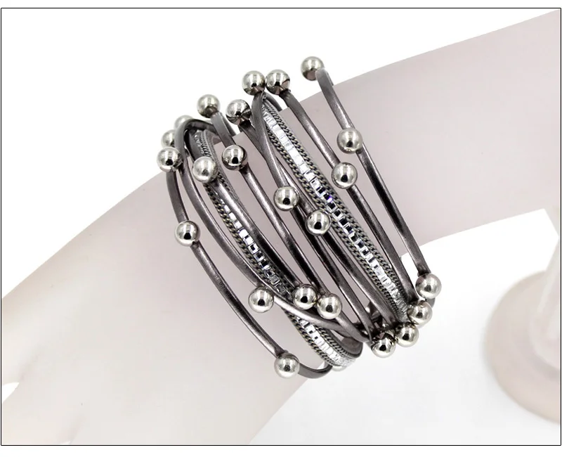 VONNOR ювелирные браслеты для женщин многослойные кожаные веревки с имитацией жемчуга браслеты Прямая поставка