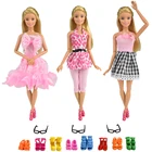 9 шт.комплект = 3 шт., красивое платье принцессы + 3 шт. очков + 3 пары обуви для кукол, аксессуары для кукол, игрушки для девочек