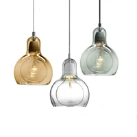 modern pendant lights clear glass lampshade loft pendant lamps e27 220v for dinning room home decoration lighting amber glass