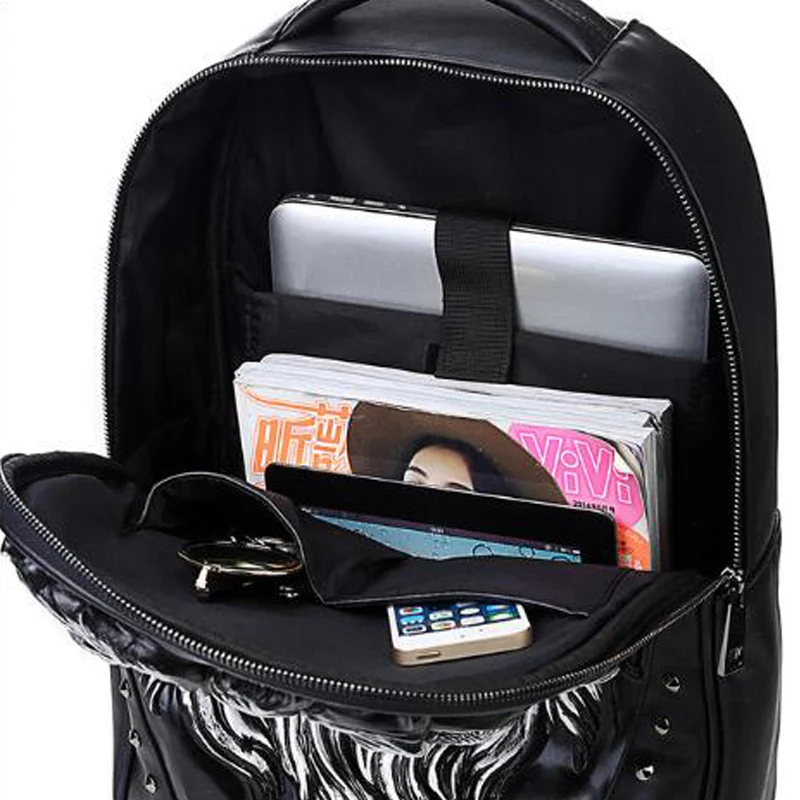 

Hot Sell PU Leather Backpack Lion Printed Pattern Backpacks Fashion Laptop Backpacks