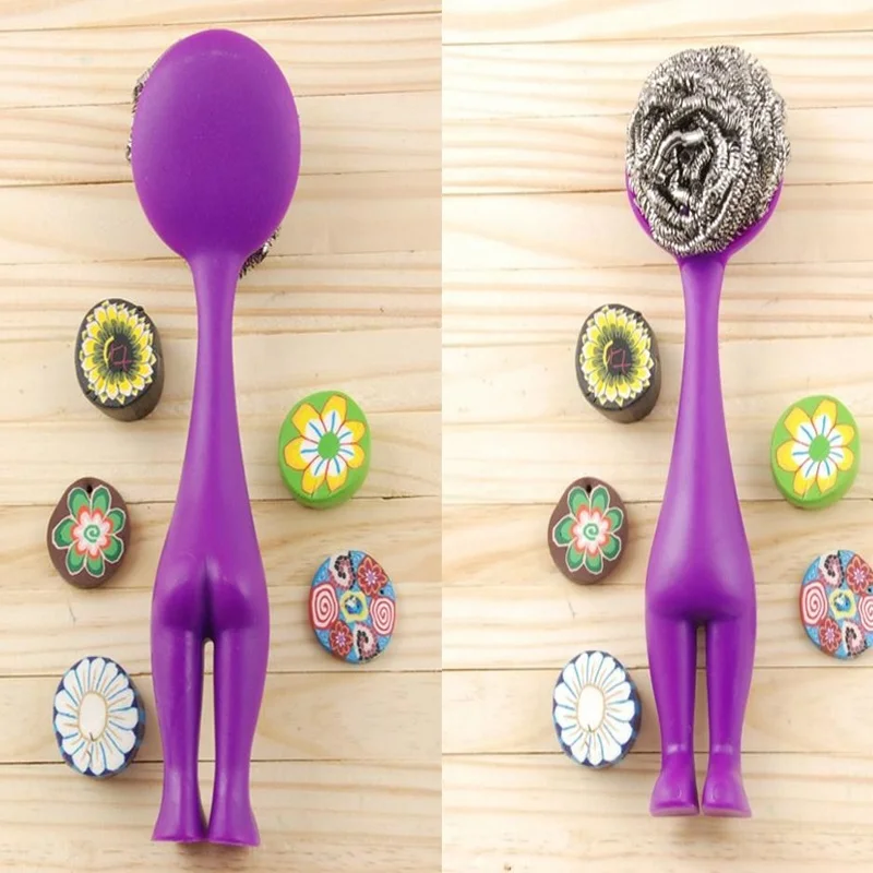 1 шт. горячая Распродажа мочалка из нержавеющей стали с пластиковой ручкой