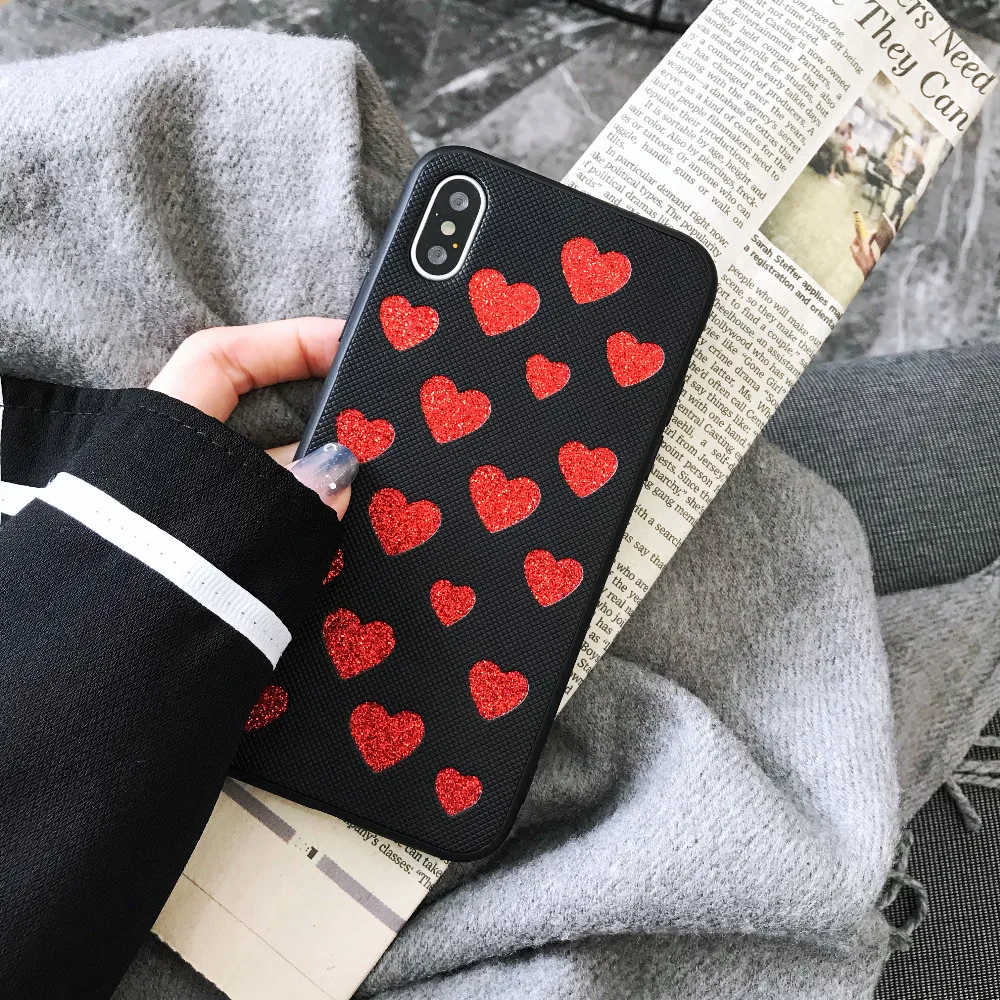 Phone Case Fashion Frosted Lovers Glitter Cover for iPhone X 6 6s 7 8 plus Anti-knock case |