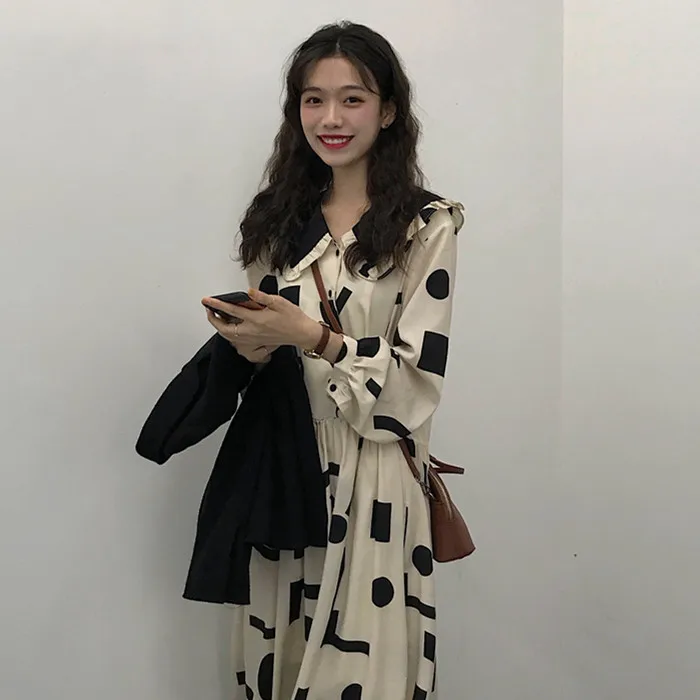 Женские платья в японском стиле Harajuku Ulzzang повседневное Свободное платье с