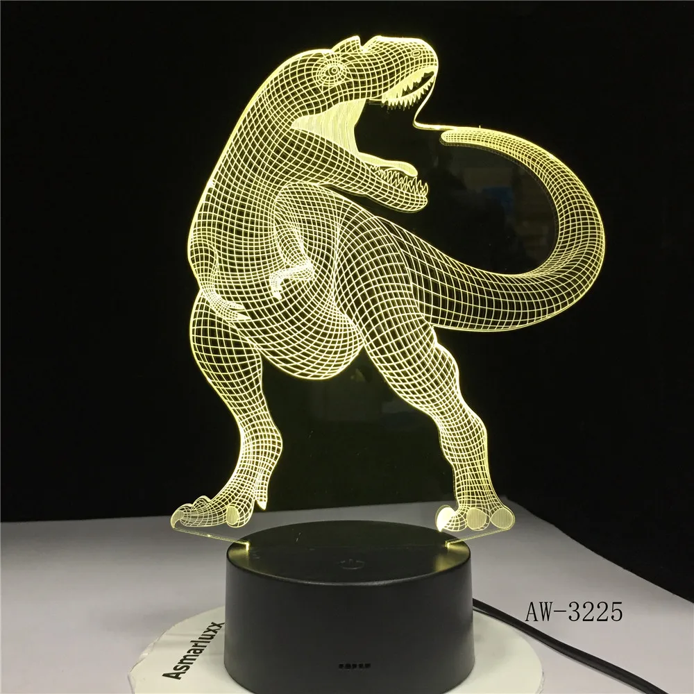 3D светодиодный Иллюзия лампы динозавра Оптическая иллюзия света 7 Цвет мульти ed
