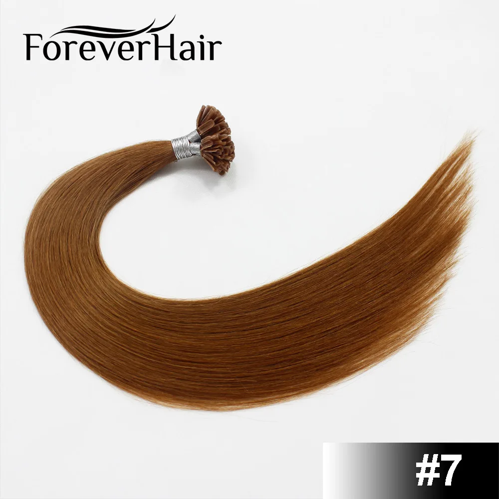 #7 Накладные волосы FOREVER, 1 г/локон, 16 дюймов, 18 дюймов, 20 дюймов, натуральные волосы Remy fusion для наращивания, красный Кератиновый наконечник, натуральные человеческие волосы для наращивания, 50 шт./ПАК - Цвет: #7