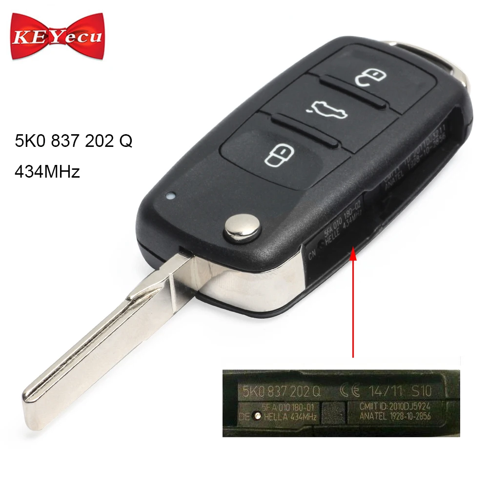 KEYECU для Volkswagen Beetle Cabriolet Caddy Golf Polo Scirocco Tiguan Touran пульт дистанционного управления