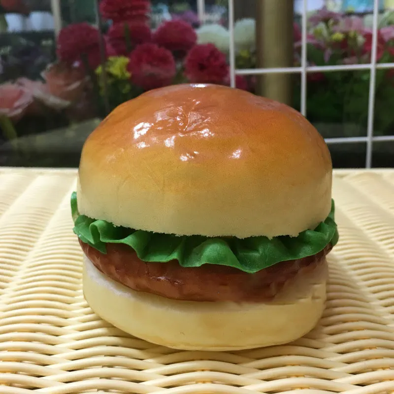 without sesame Моделирование Гамбургер Ресторан модель украшения фотографии Раннее детство реквизит PU поддельные хлеб декоративные ремесла хитрые игрушки - Цвет: without sesame