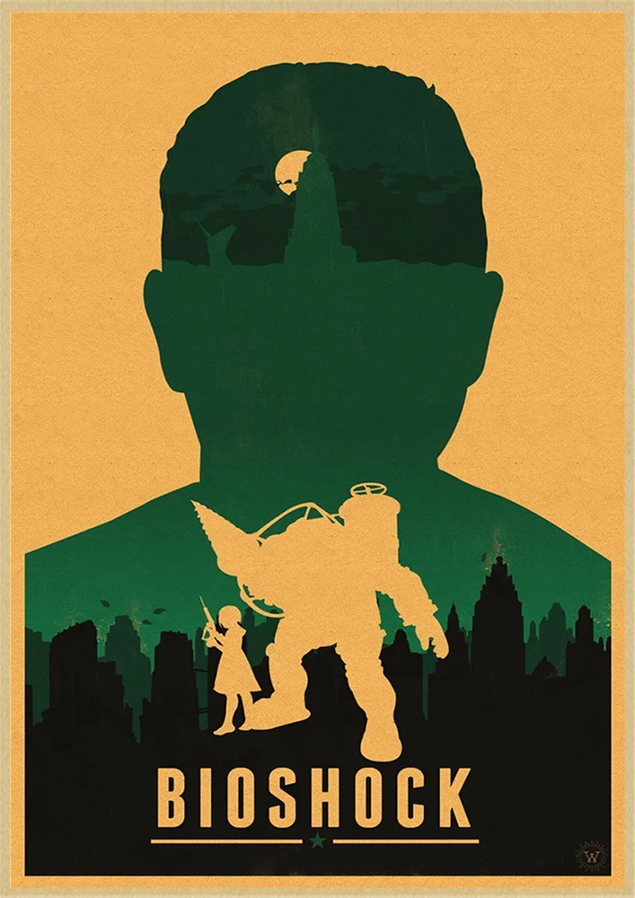 BioShock Retro poster Home Furnishing decoration Kraft Game Poster Drawing Painting Wall stickers
