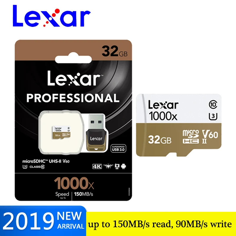 Lexar Professional 1000x32 Гб 64 128 ГБ 256 microSDHC/microSDXC UHS II карты Карта памяти C10 U3 флэш карта Micro