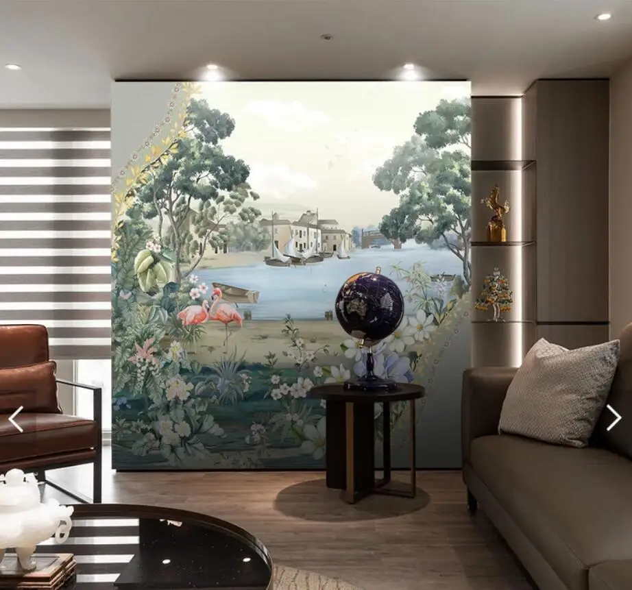 Tropical Leaves Flamingo Wallpaper Mural Photo for Living Room Bedroom Printed Wall Paper Contact 3d Murals | Обустройство дома