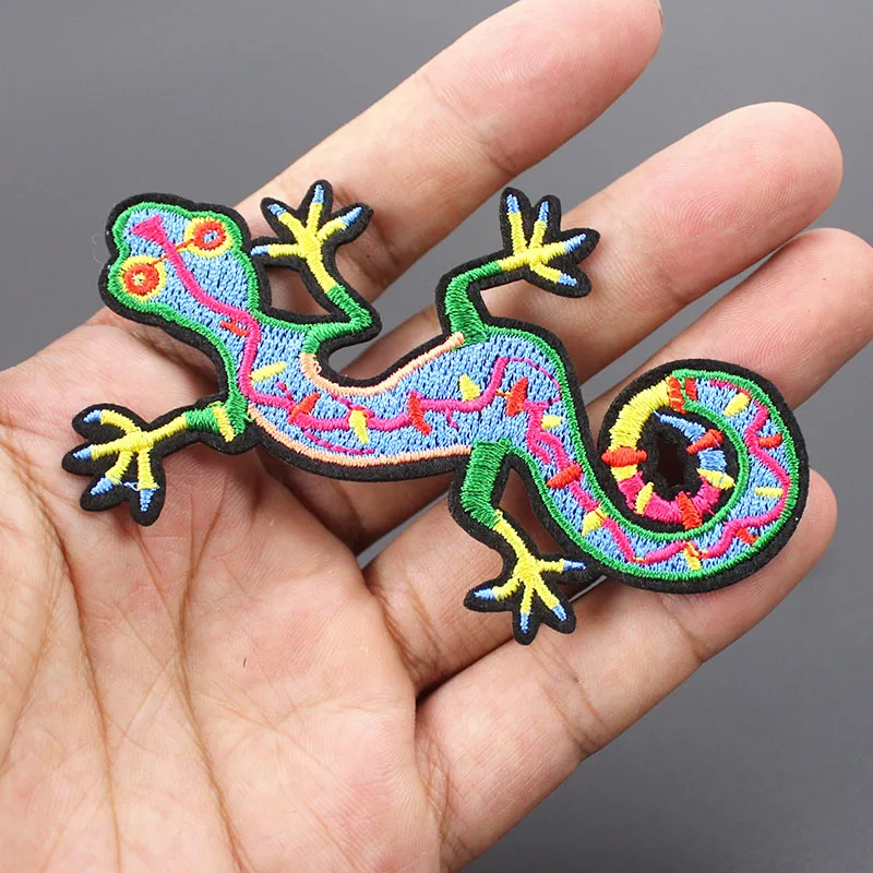 Симпатичные Gecko одежда вышитые патч аппликация для рюкзак куртка джинсы Утюг на швейной укороченные наклейки значки