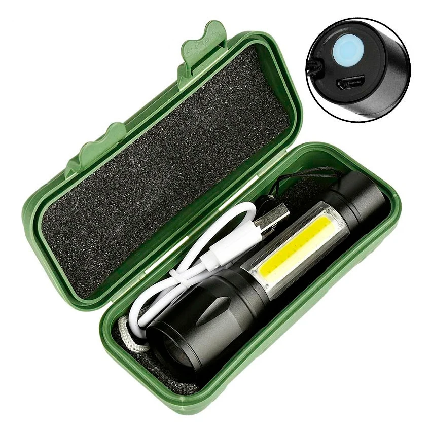2019 новейший дизайн USB зарядка мощный фонарик 3800LM XPE COB Светодиодная Вспышка