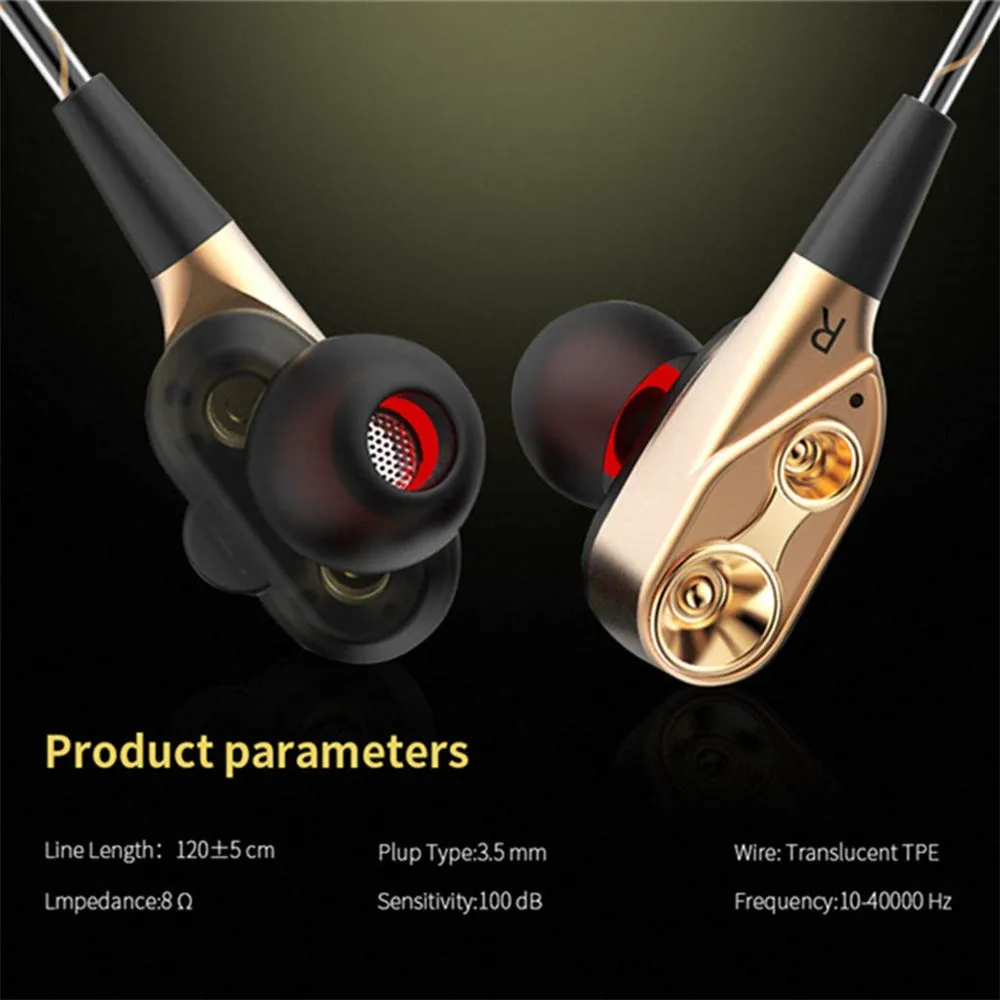 dual drive wired 3 5mm audifonos para celular in ear earphones stereo in ear headset hi fi headphones wire bass phone for iphone free global shipping