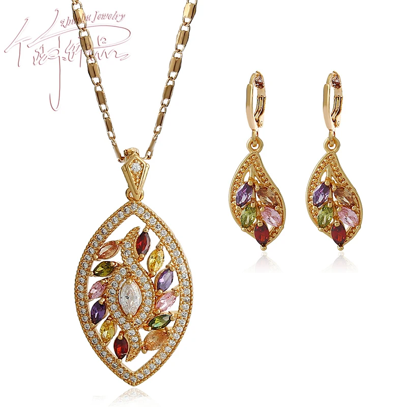 2017 Для женщин Свадебные Роскошный кулон/Серьги комплект ювелирных изделий