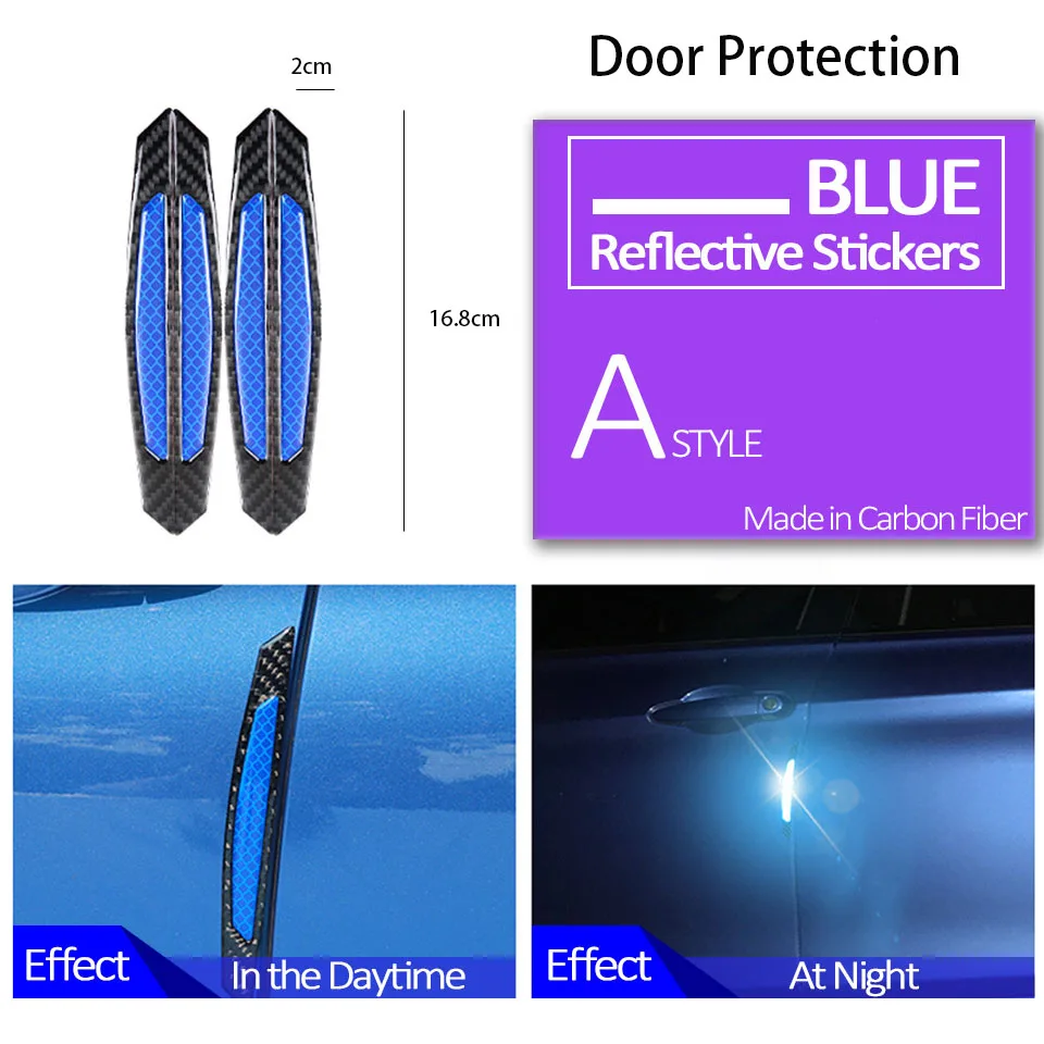 Door Black Blue Колеса автомобиля брови двери боковая Светоотражающая Защитная Наклейка для Subaru Impreza XV hyundai Solaris tucson I30 creta Kia Rio 3 Ceed - Название цвета: Door Black Blue