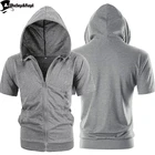 Модные мужские толстовки с коротким рукавом, повседневные куртки